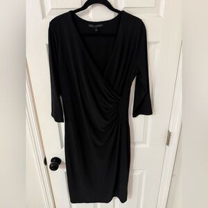 White House Black Market Elegant Black Quarter Sleeve Dress, Size L